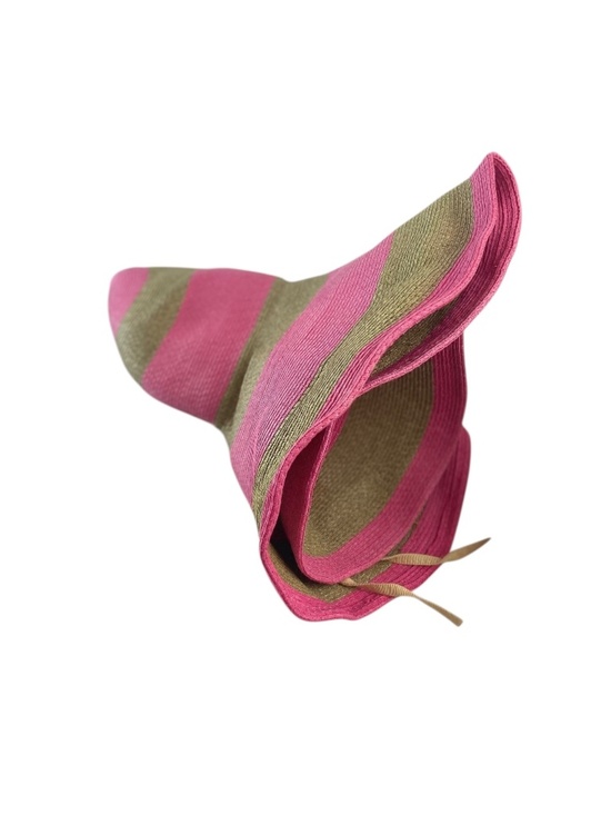 Flora Bella Packable Floppy Dramatic Wide Brim Paper Straw in Natural and Pink main image 4